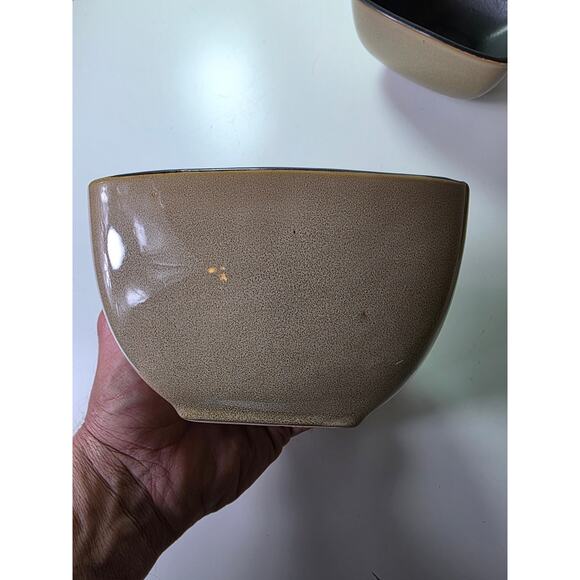HOME TRENDS Taupe Tan Brown Rave Square Soup Cereal Bowls Set of 2 - Picture 3 of 8